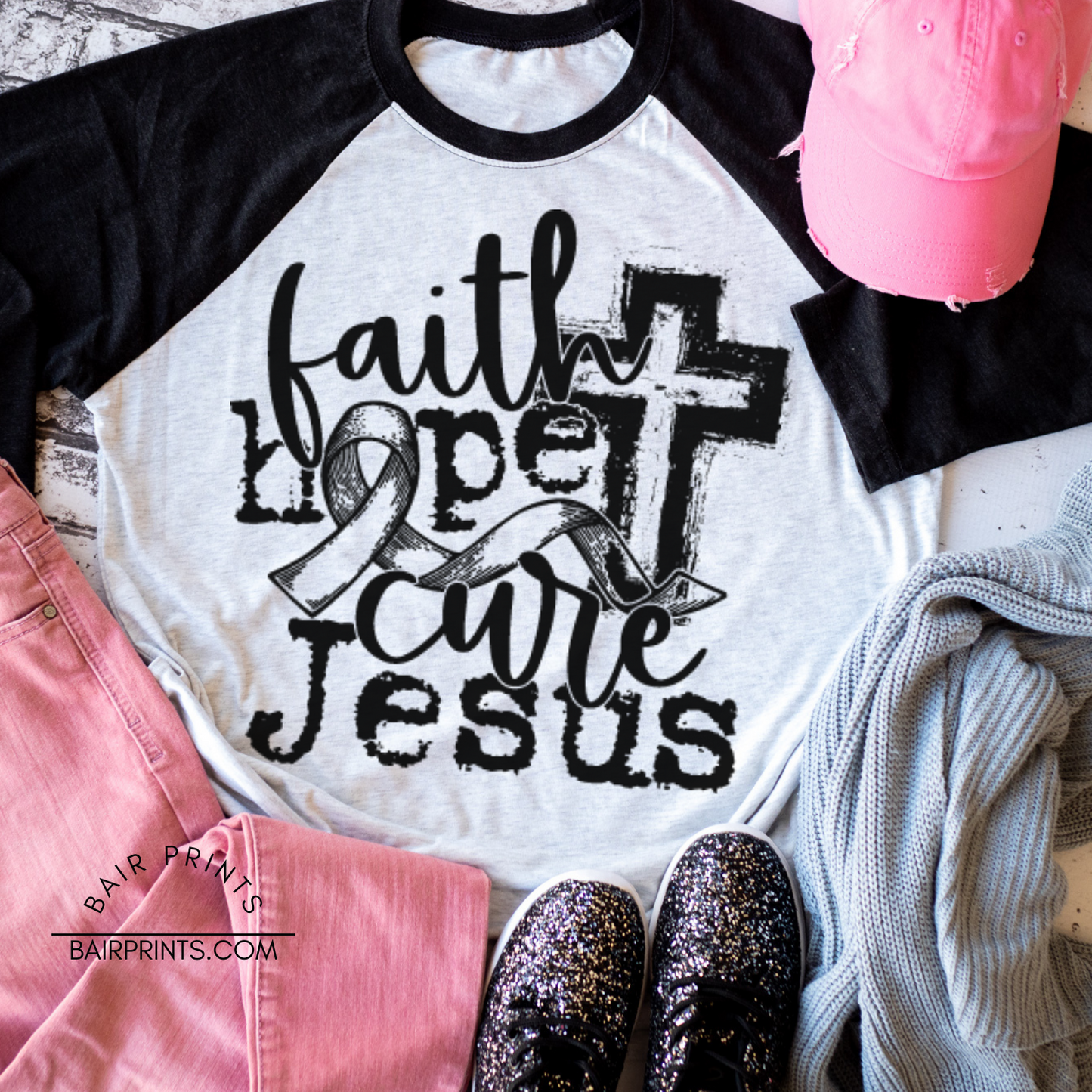 Faith Hope Love Jesus Raglan