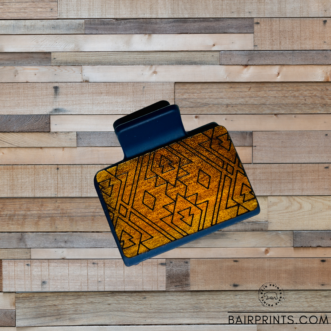 Small Aztec Leather Hair Clip