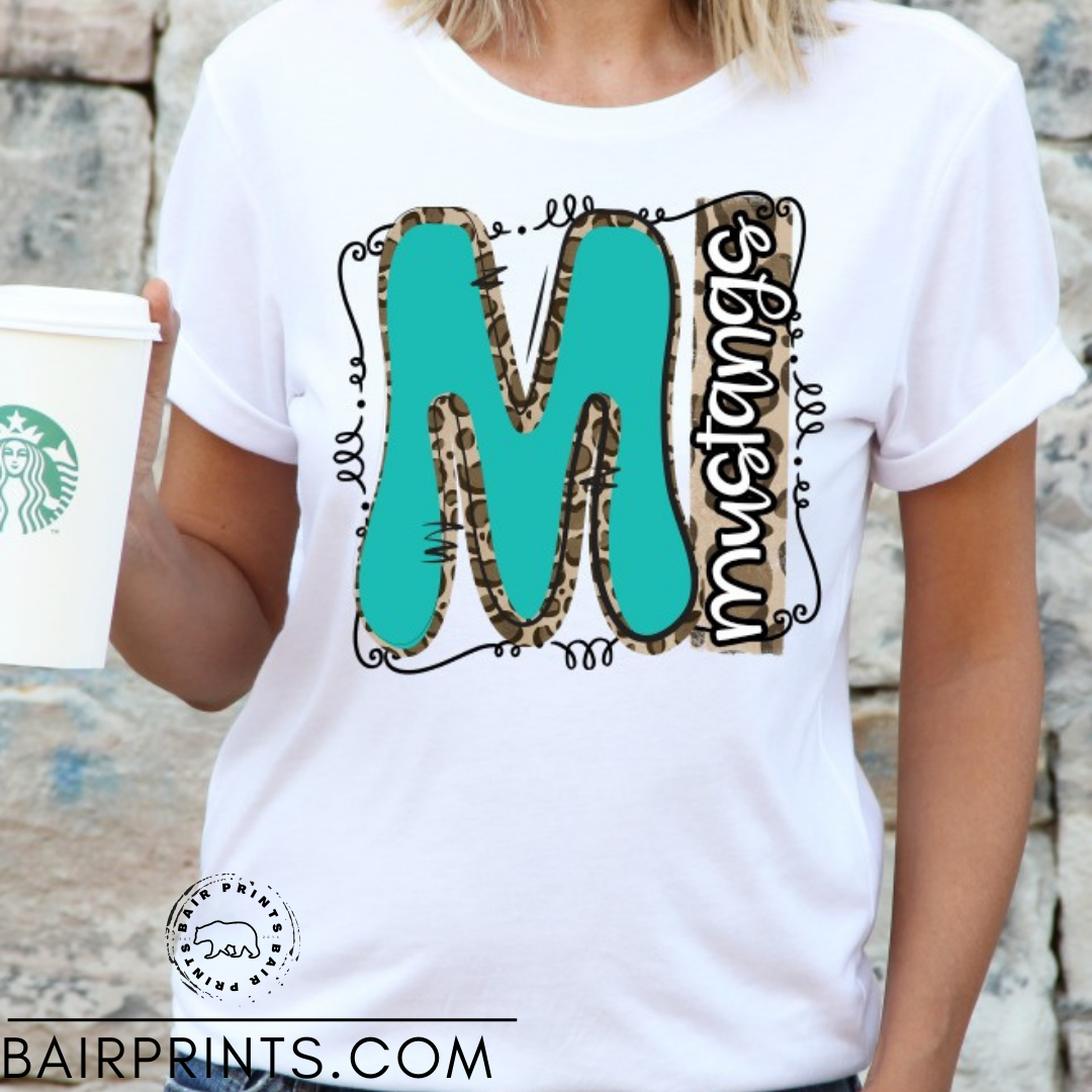 Teal Neutral Leopard Mascot T-Shirt