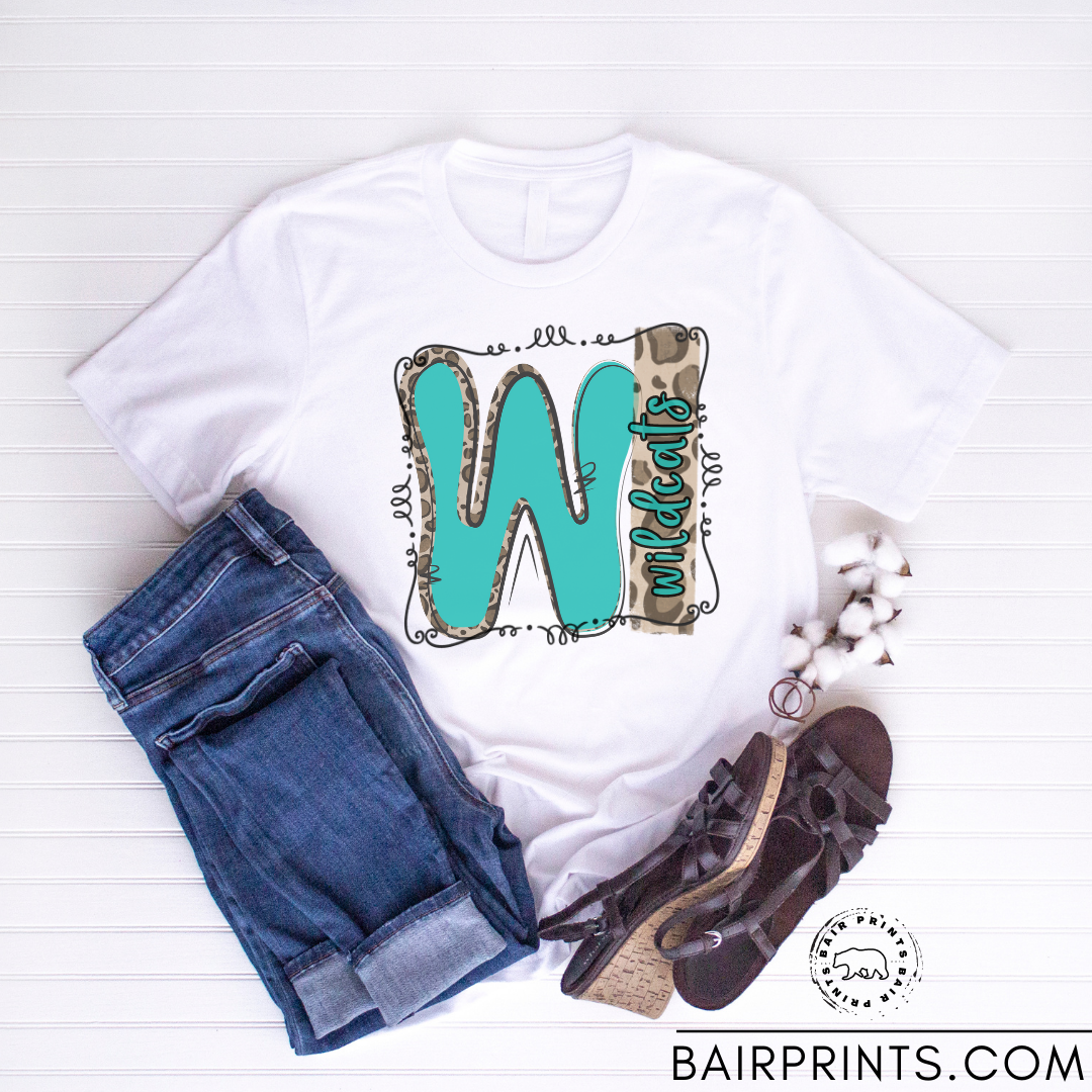 Teal Neutral Leopard Mascot T-Shirt