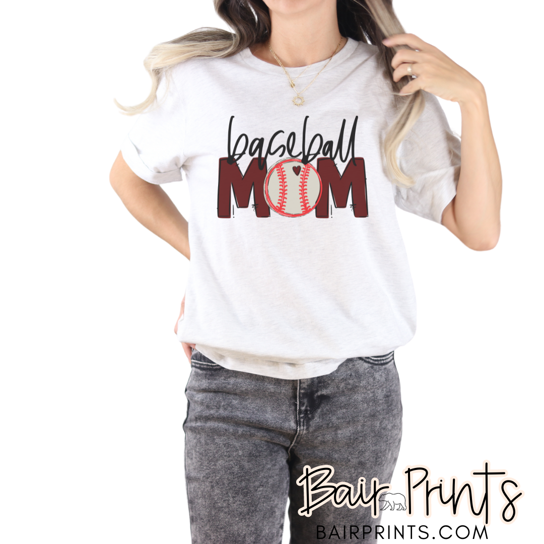 Maroon Baseball Mom Shirt
