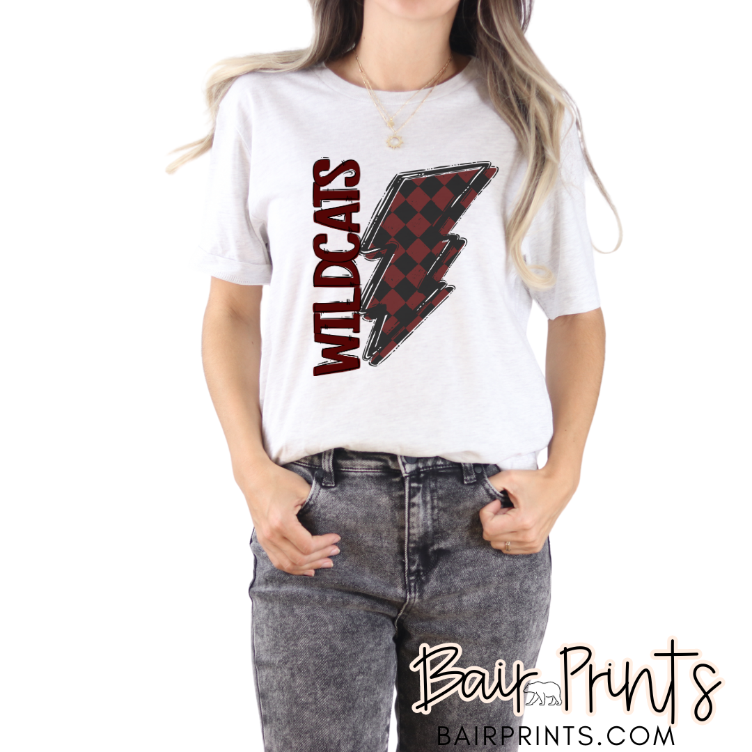 Wildcats Checker Bolt Custom Tee