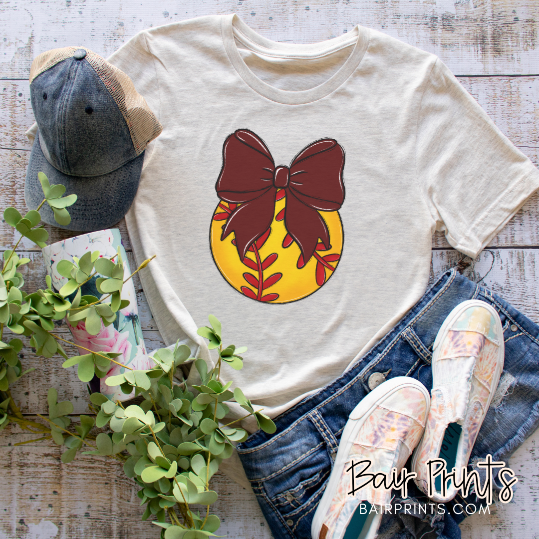 Bows and Softball Baseball Custom T-Shirt