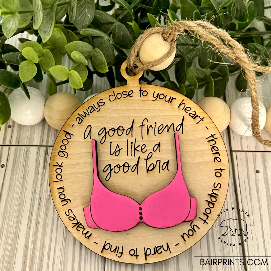 A Good Friend is Like A Good Bra Ornament – Bair Prints