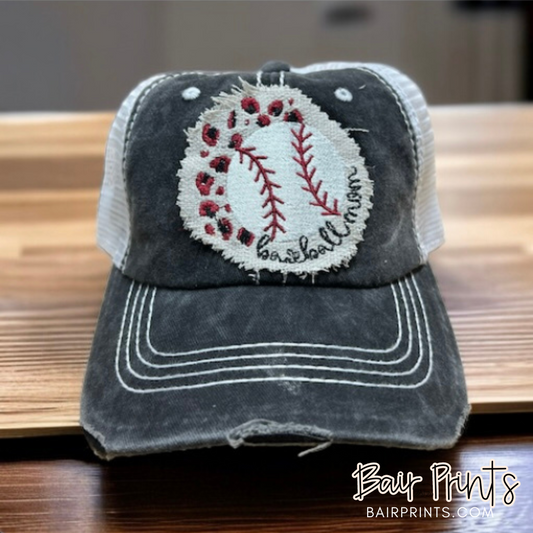 Leopard Baseball Mama Embroidered Hat