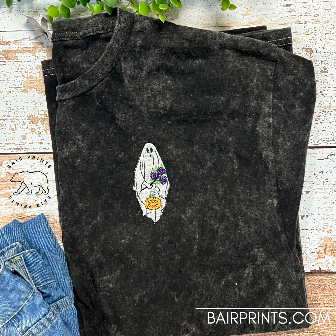 Floral Ghost Embroidered Mineral Wash Shirt