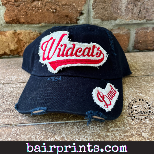 Mascot Distressed Baseball Hat with Small Patch Bundle