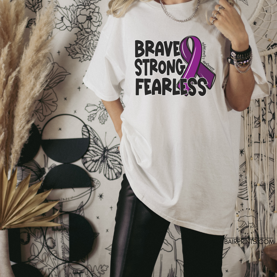Alzheimer Awareness Brave Strong Fearless Awareness Tee