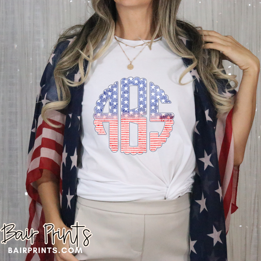 Patriotic Scalloped Monogram T-Shirt