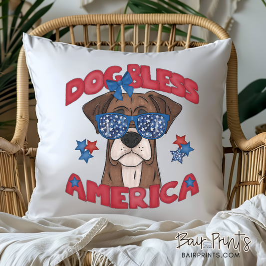 Dog Bless America Boxer Pillow
