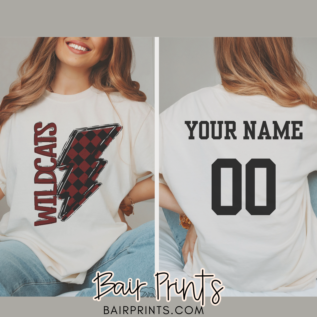 Wildcats Checker Bolt Custom Tee