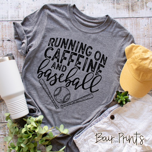 Running on Caffeine and Baseball T-Shirt