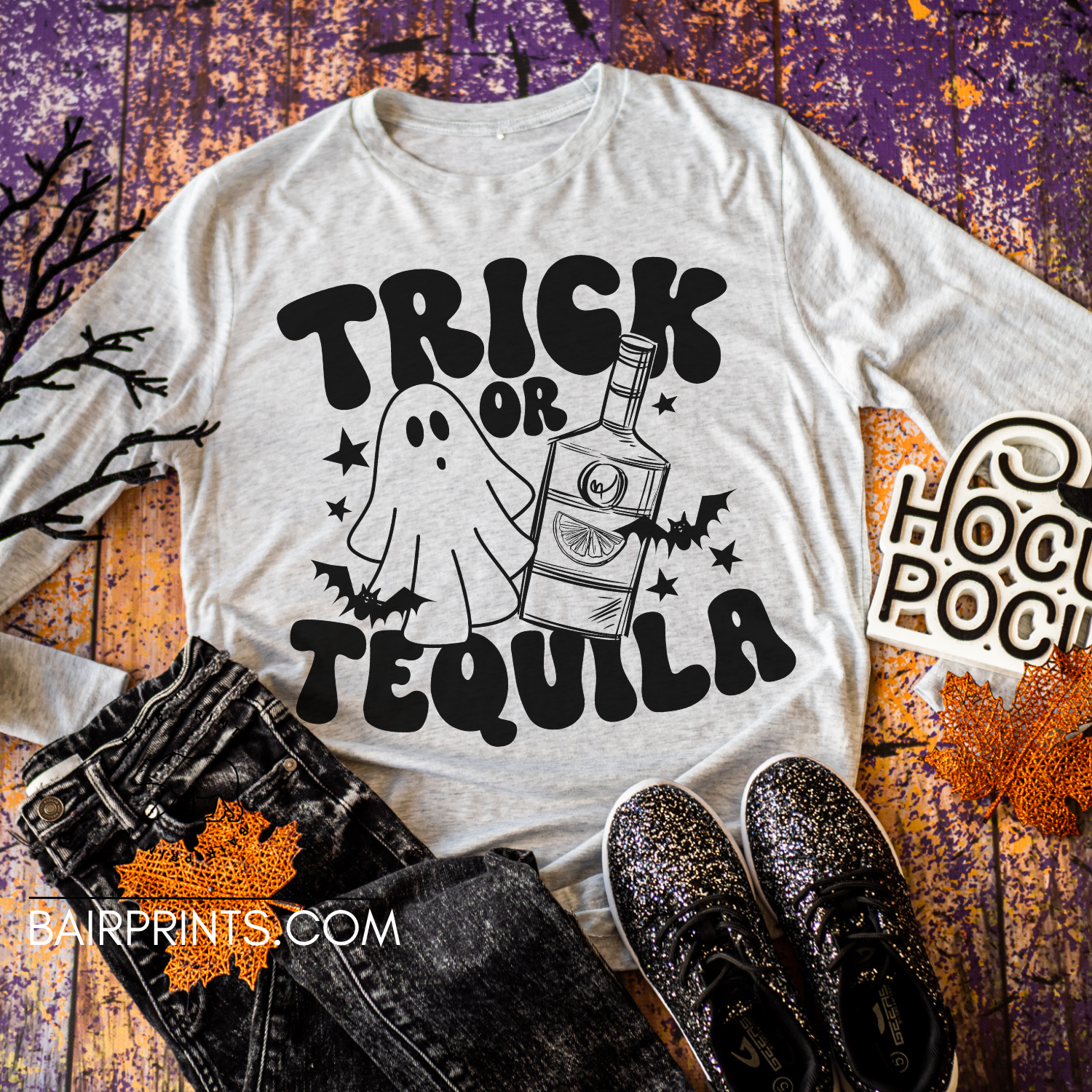 Halloween Purple T-shirt Mockup Model