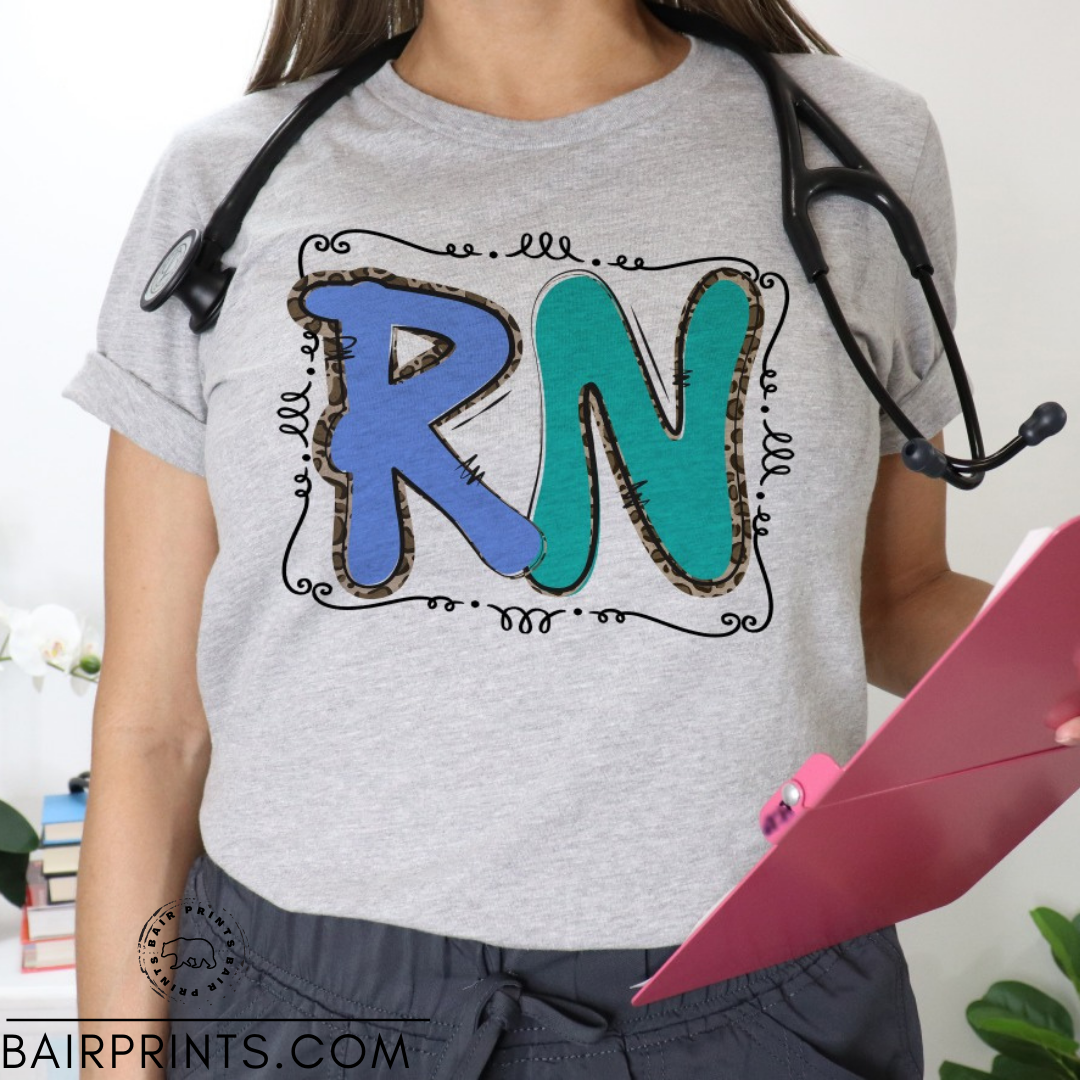 Leopard Occupational Shirt. Cute Custom Leopard Print RN Shirt for Her. Womens Occupational Graphic Tee Shirt.