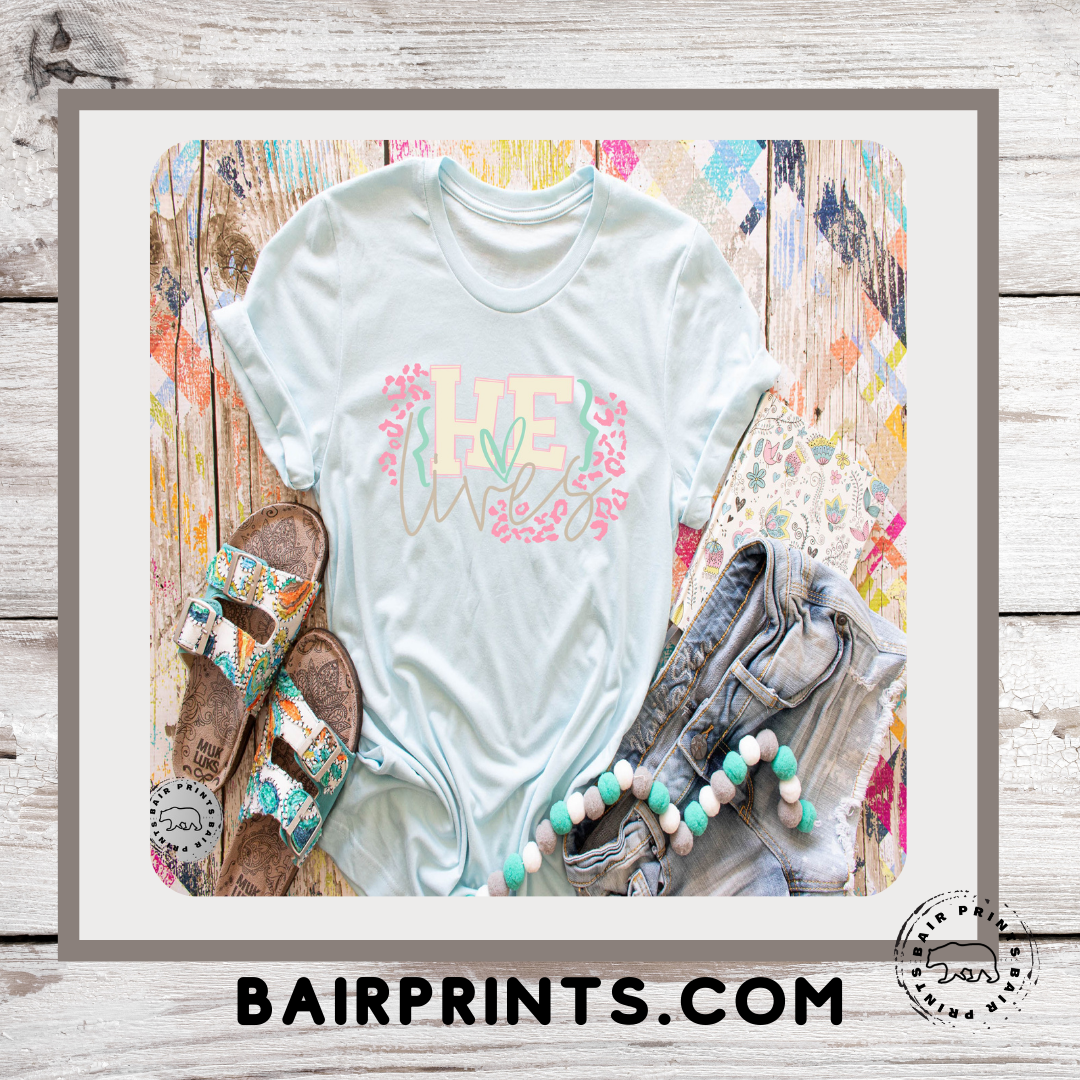 He Lives Easter Tee Shirt. Unisex Youth -Adult Small-3XL