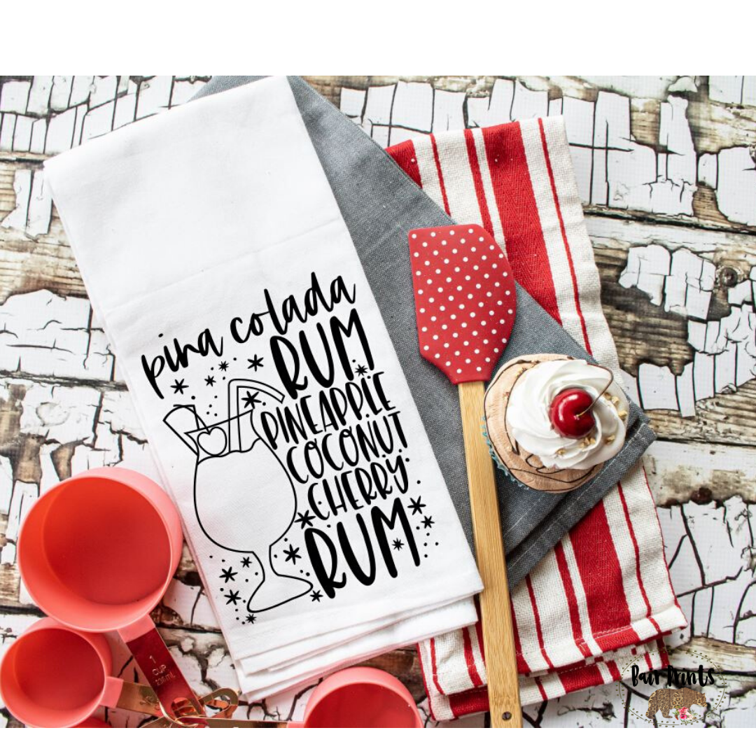 Pina Colada Rum Pineapple, Coconutt Cherry Rum. Microfiber Kitchen Towel - Bair Prints