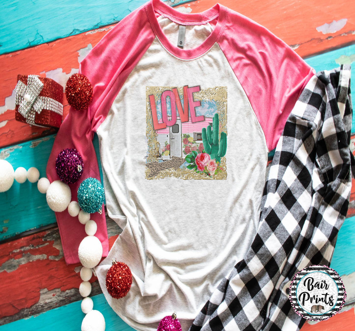 Love Camper Valentine Ladies Raglan