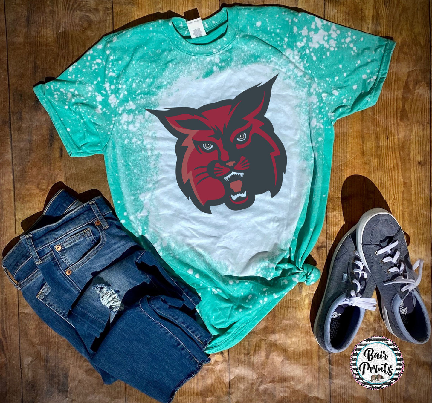 Wildcat Bleached Tee Shirt. Adult Unisex Small-3XL - Bair Prints