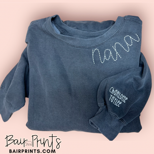 Embroidered Handwritten Personalized Sweatshirt Comfort Colors