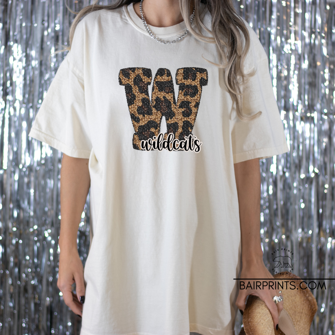 Sequined Black Leopard Mascot Shirt