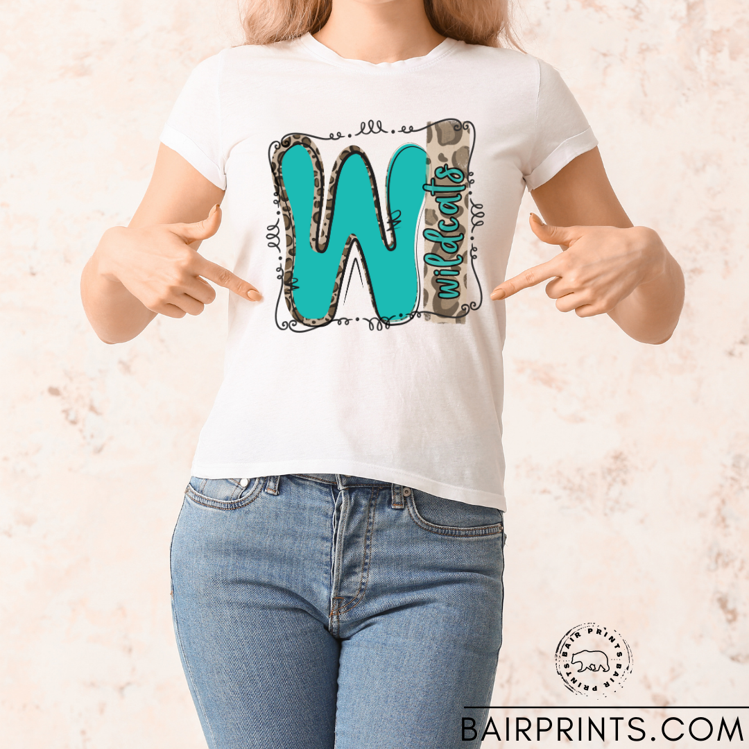 Teal Neutral Leopard Mascot T-Shirt