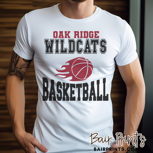 Oak Ridge Wildcats Basketball with Flaming Ball
