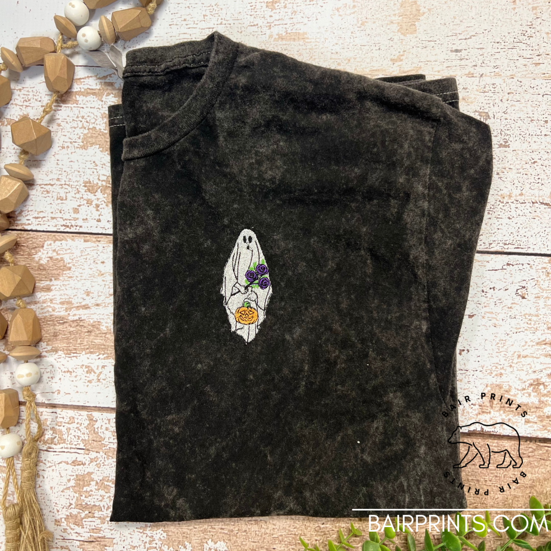 Floral Ghost Embroidered Mineral Wash Shirt