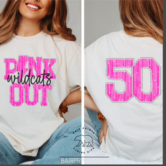Pink Out Pink Sparkle tee with Numbers