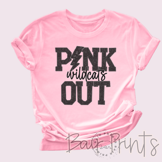 Pink Out Wildcats Black Words DTG Printed Tee Shirt