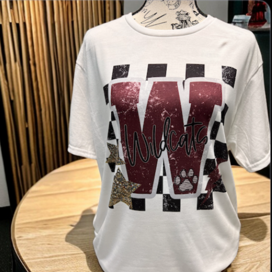 Wildcats Check Grunge T-Shirt