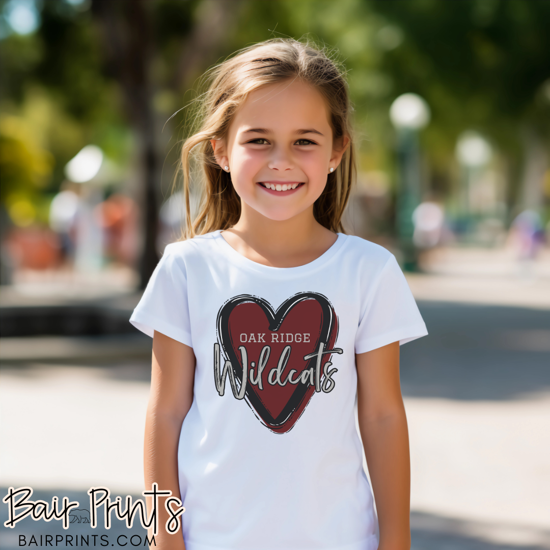 Youth/Toddler Oak Ridge Wildcats Heart T-Shirt