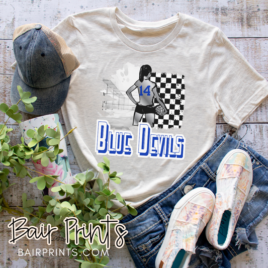 Custom Blue Devils Volleyball Stadium T-Shirt