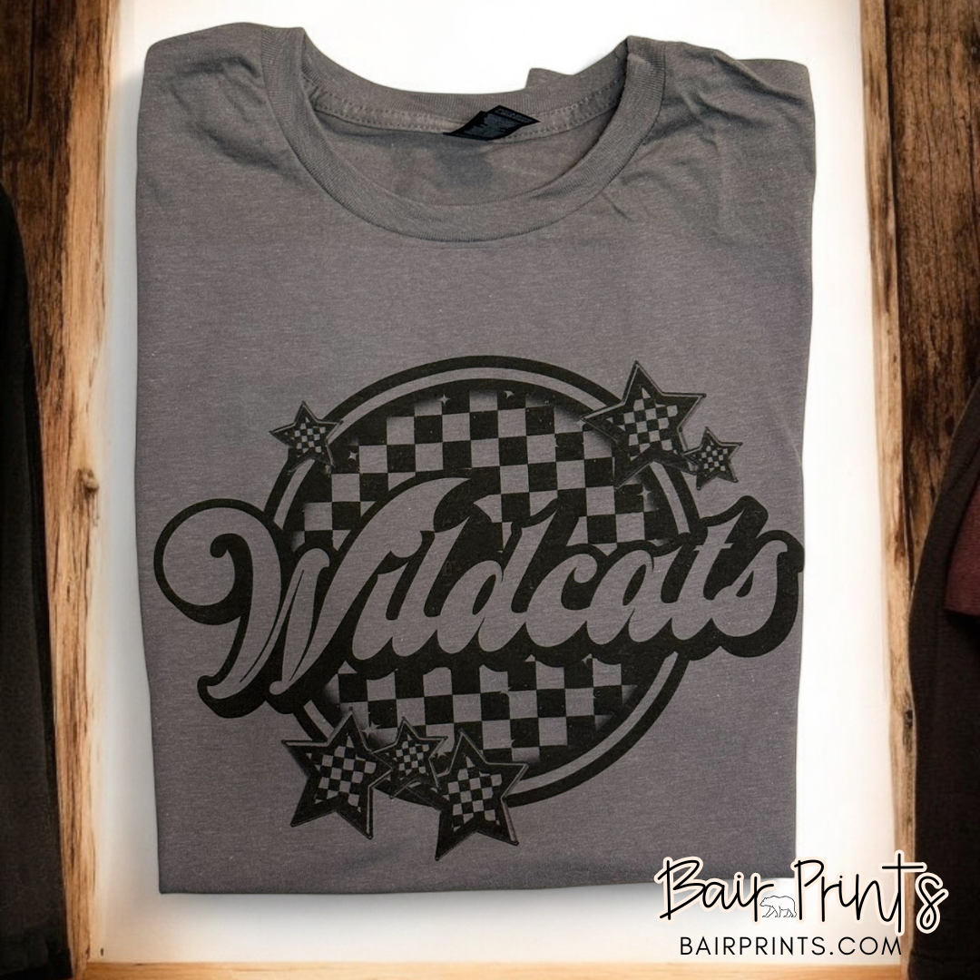 Wildcats Checker Mascot DTG Printed Tee