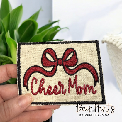 Embroidered Bow Mom Patch