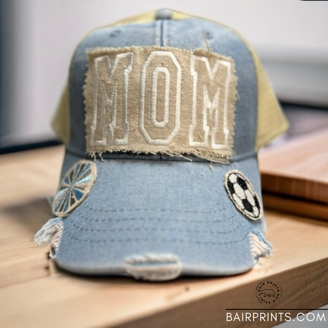 Mom Varsity Distressed Hat.