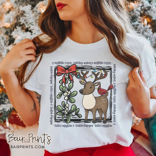 Mistletoe Kisses Holiday Wishes Christmas Shirt