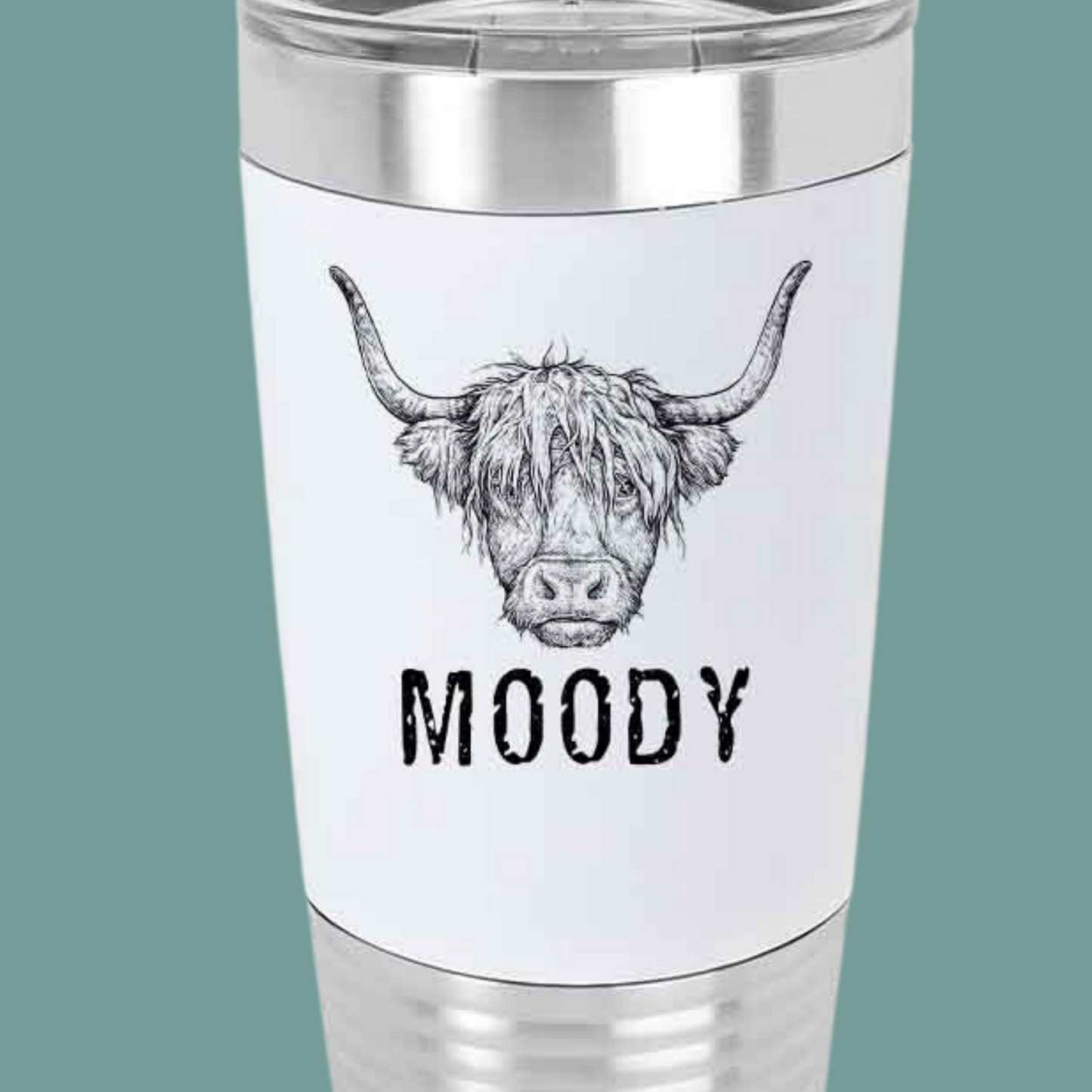 Moody Cow Tumbler with Silicone Sleeve