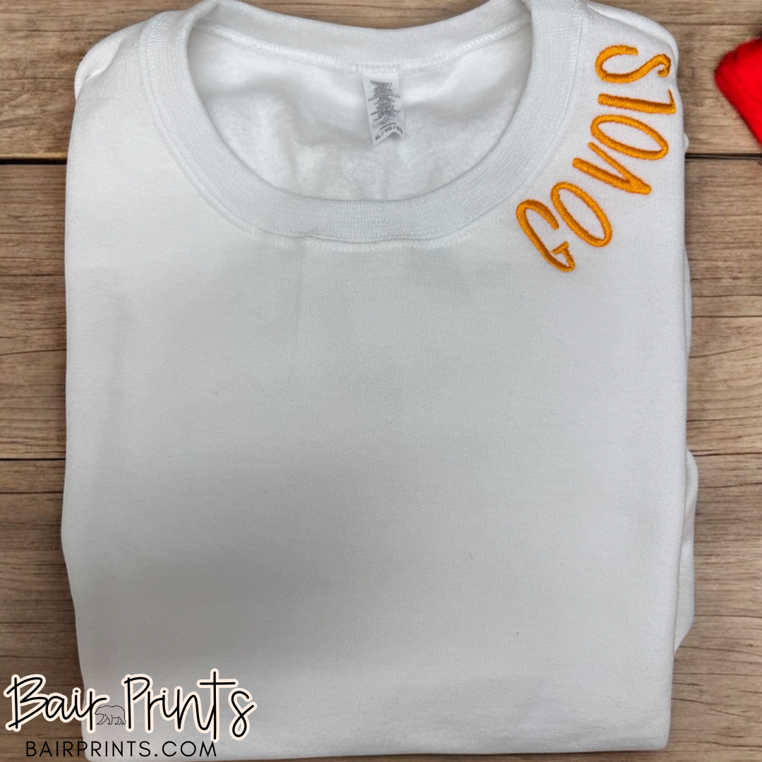 Embroidered Neckline Go Team Sweatshirt