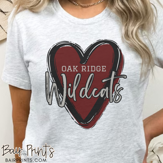 Oak Ridge Wildcatas Heart T-Shirt