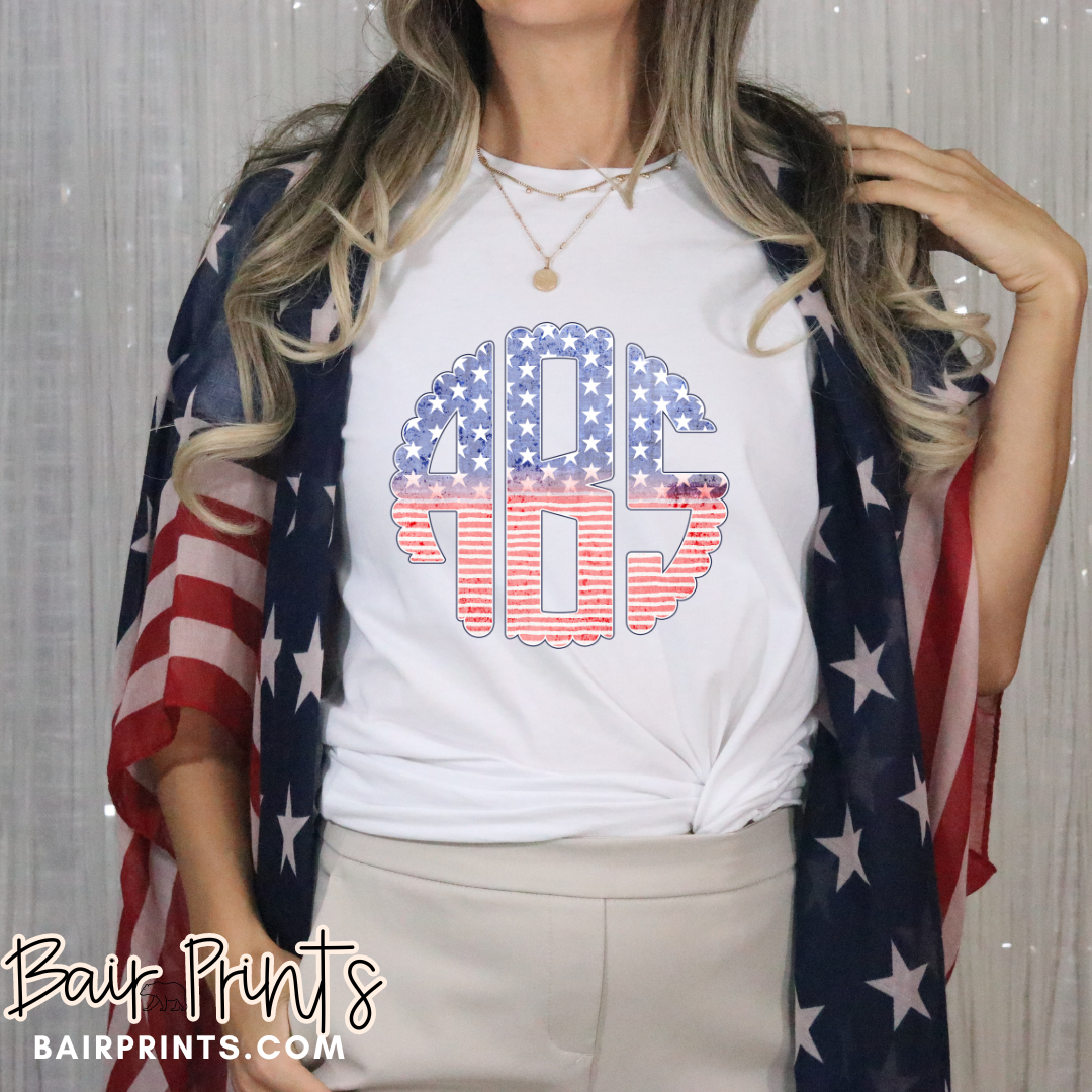 Patriotic Scalloped Monogram T-Shirt