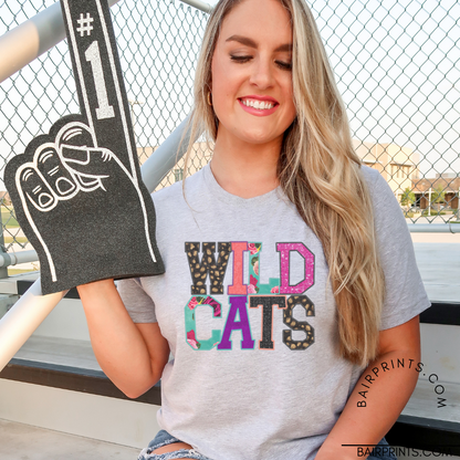 Wildcats Faux Applique Mascot T-Shirt