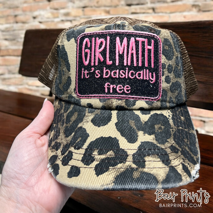 Girl Math it's Basically Free Embroidered Glitter Hat