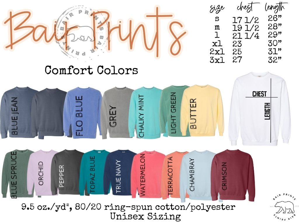 Embroidered Handwritten With Personalized Sleeve Comfort Color Sweatshirt