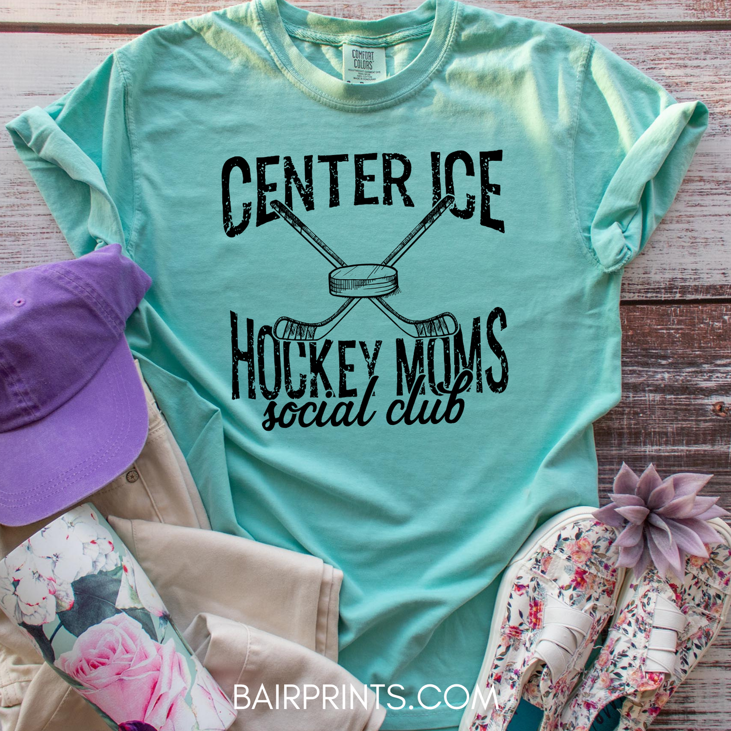 Center Ice Hockey Moms Social Club T-Shirt