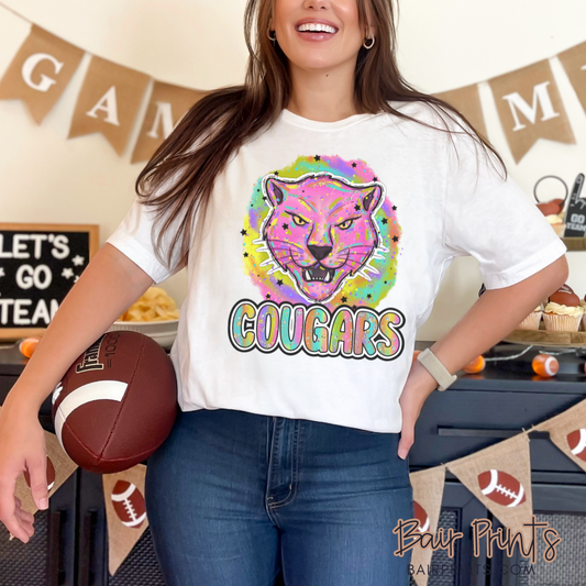 90's Neon Nostalgia Cougars Graphic T-Shirt