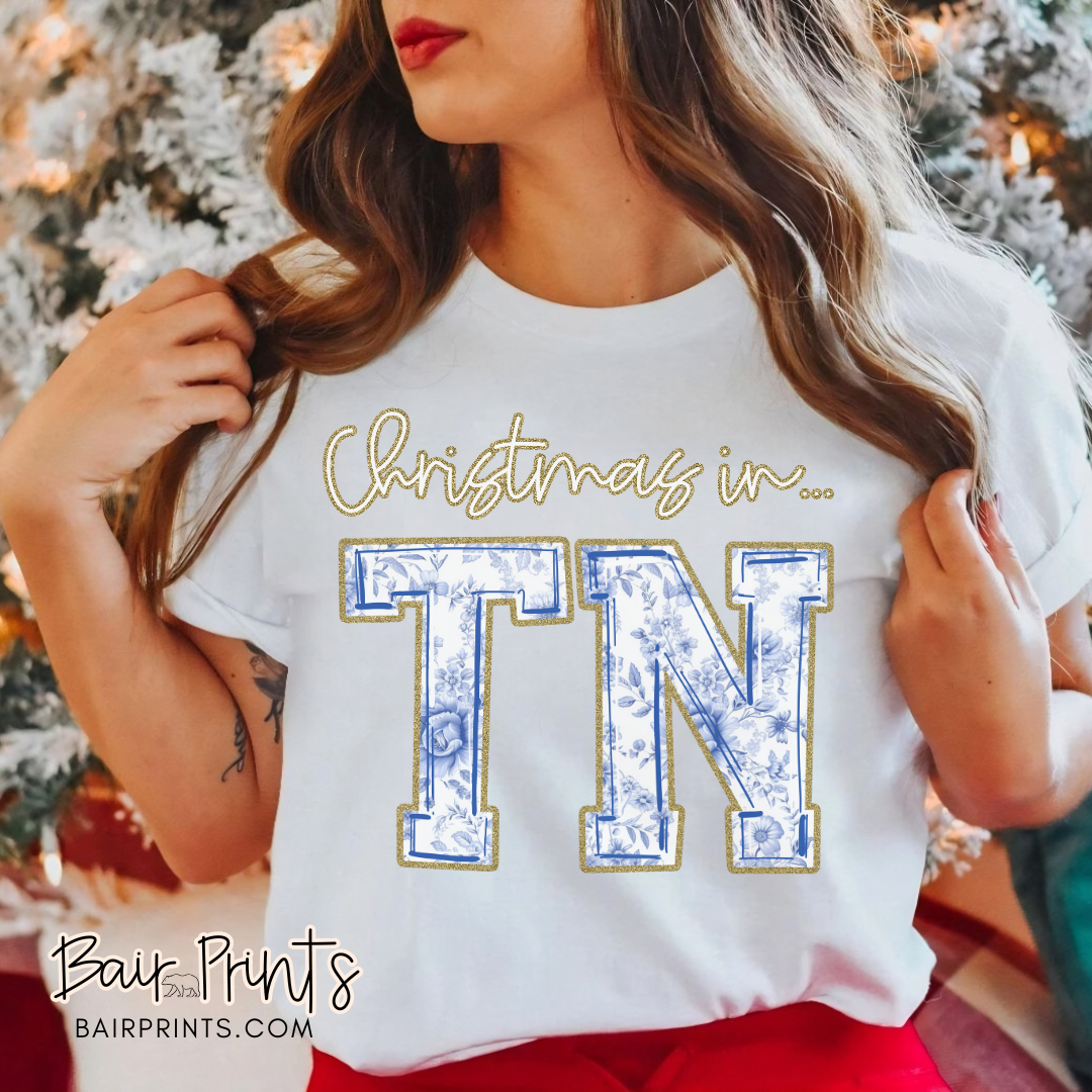 Christmas In Tennessee Blue Toile Shirt