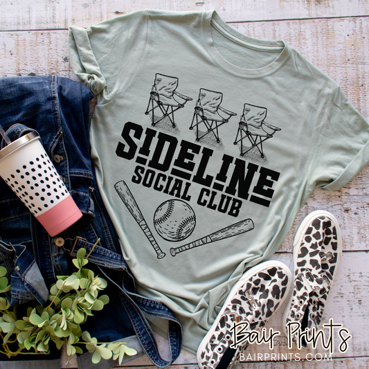 Sideline social club t-shirt. Funny game day shirt