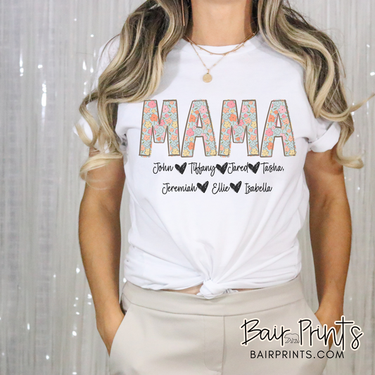Custom Floral Mama T-Shirt