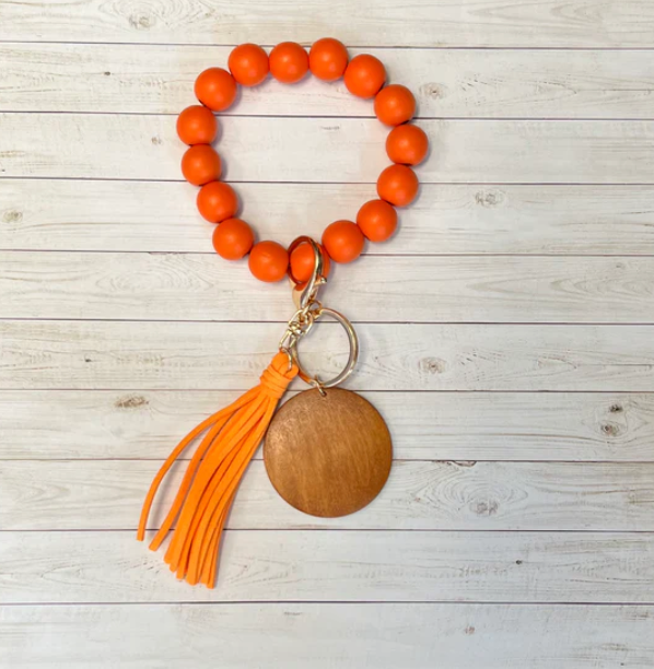 Beaded Wood Key Chain Wristlet