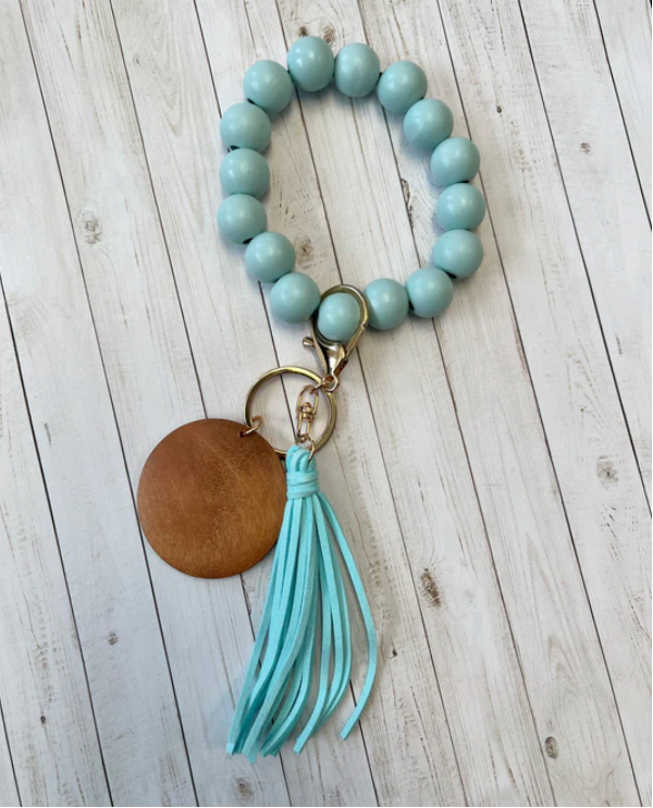 Beaded Wood Key Chain Wristlet